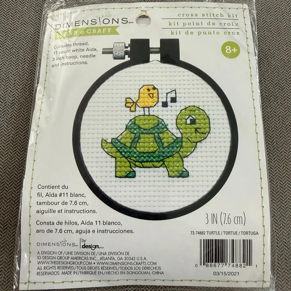 Dimensions Learn-A-Craft Cross Stitch Kits Lot of 2 Turtle Peace Sign NEW